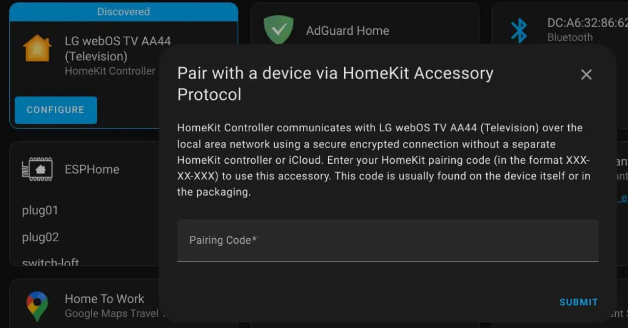 Home Assistant discovering HomeKit.