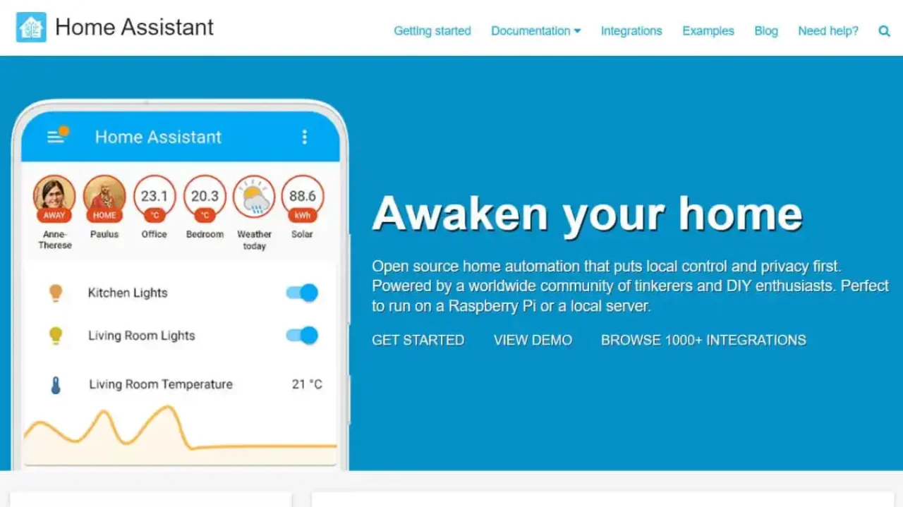 Home Assistant Homepage.