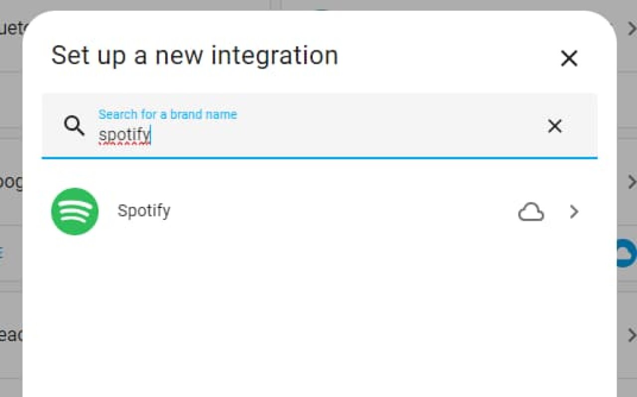 Spotify integration setup.