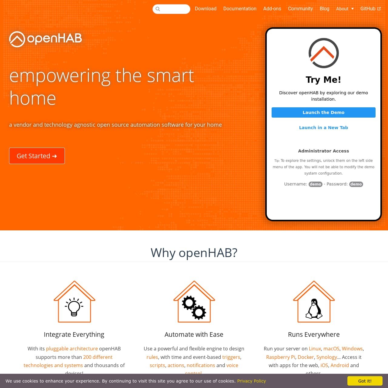 OpenHAB homepage.