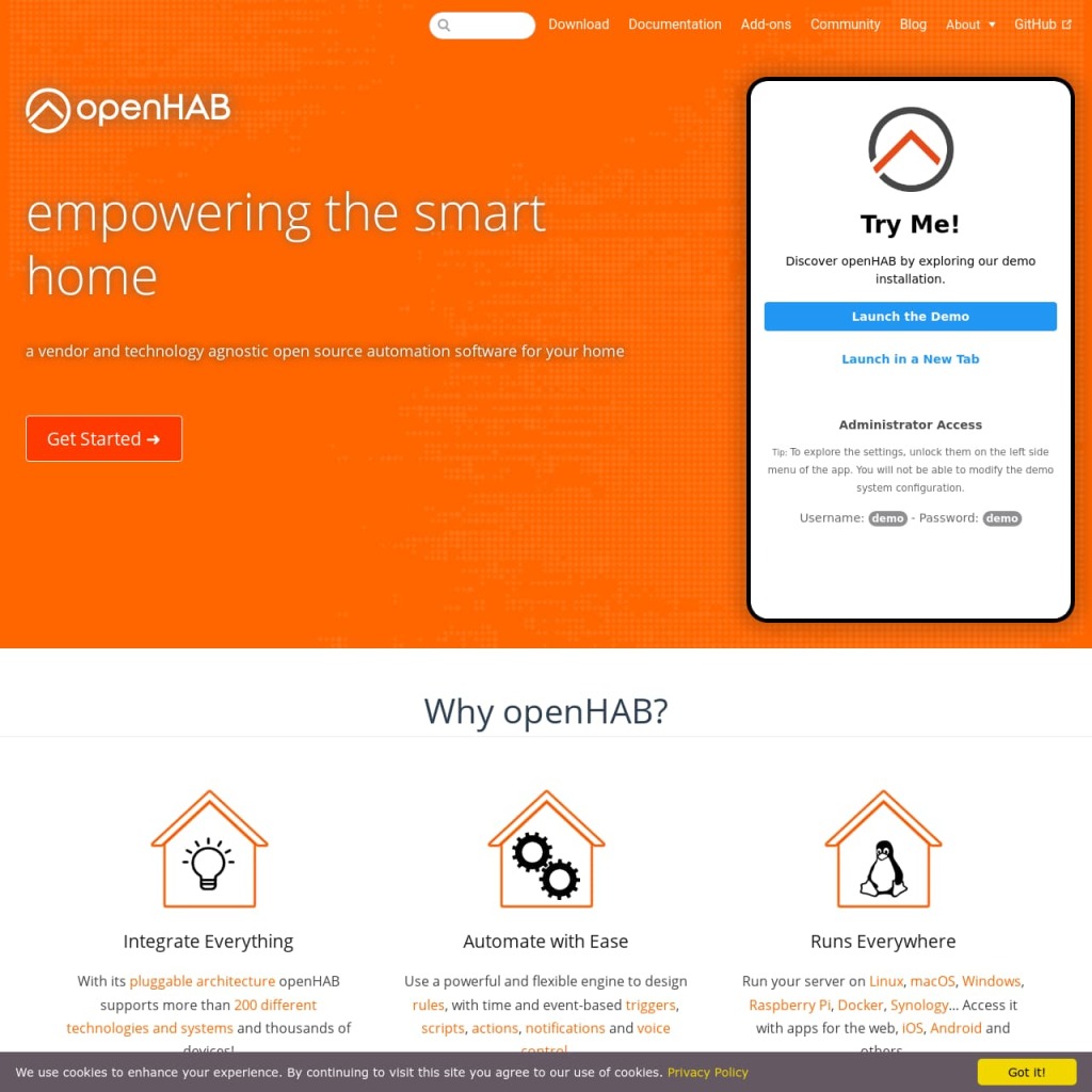 OpenHAB homepage