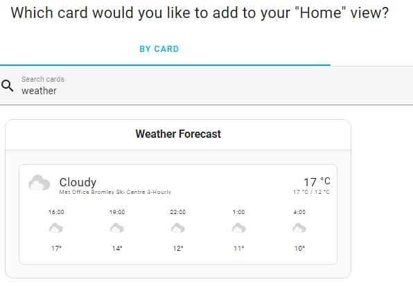 Home Assistant Weather card example