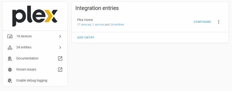 Example of the Home Assistant Plex integration 