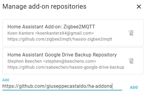 Manage add-on repositories for Home Assistant
