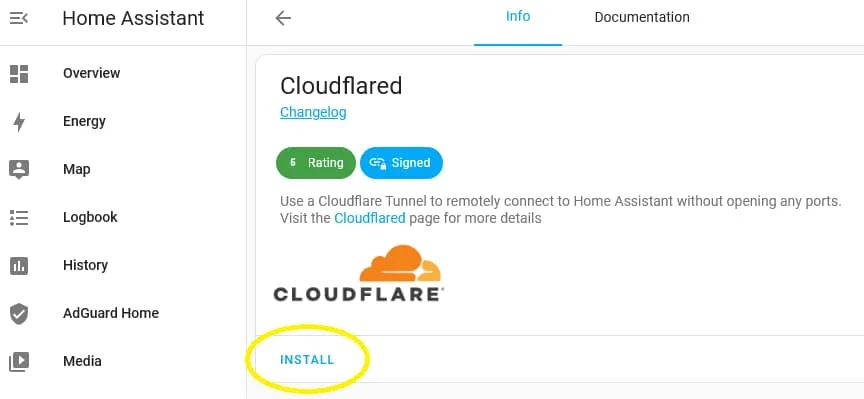 Home Assistant Cloudflared add-on